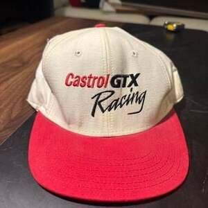 Vintage Castrol GTX Racing Snapback Hat Red Brim Made in USA